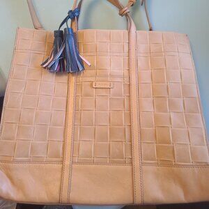 Fossil leather tote bag